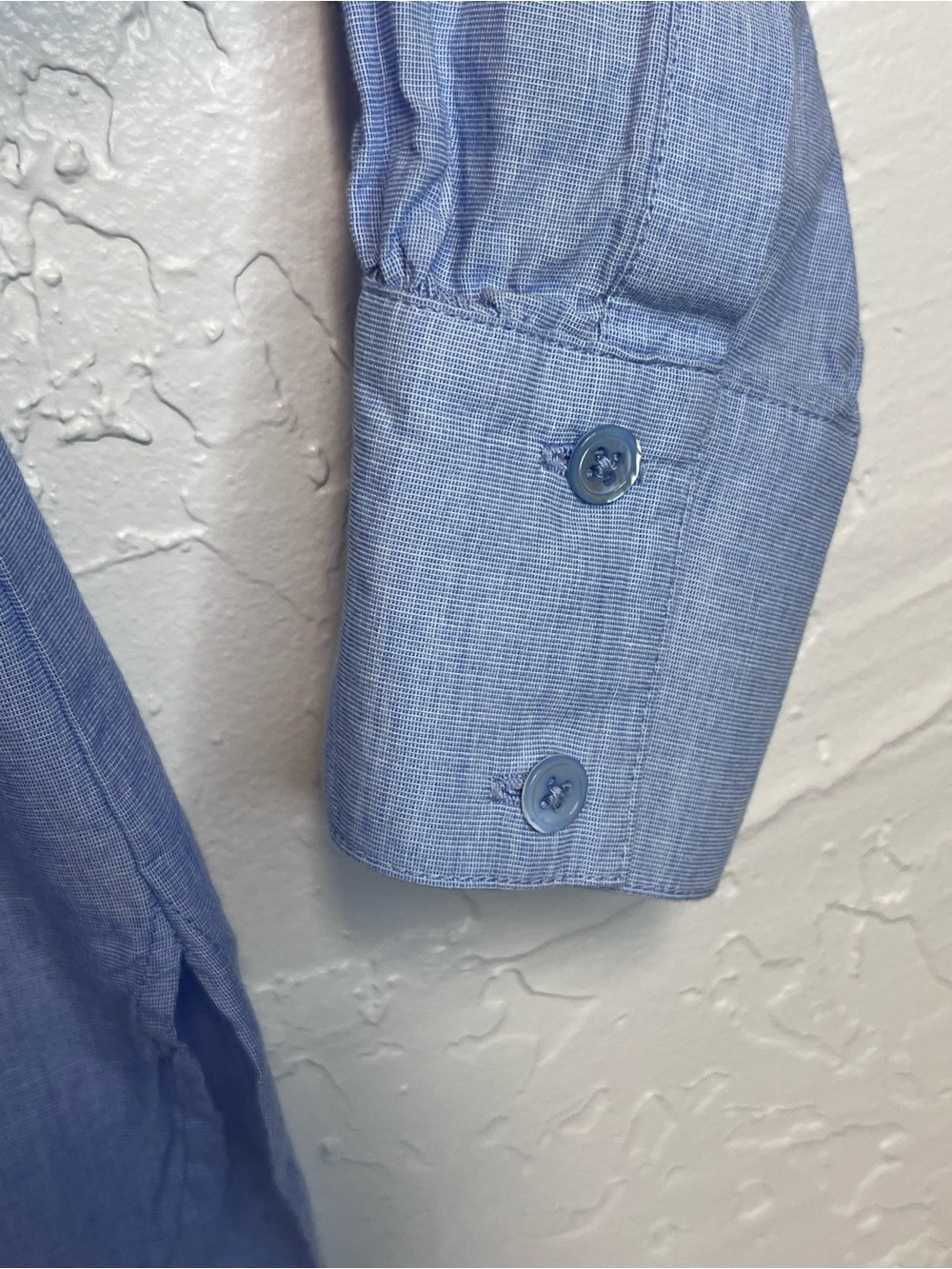 CAbi Light Blue Chambray Button-Front Pleated Pintuck Long Sleeve Blouse - Picture 5 of 9